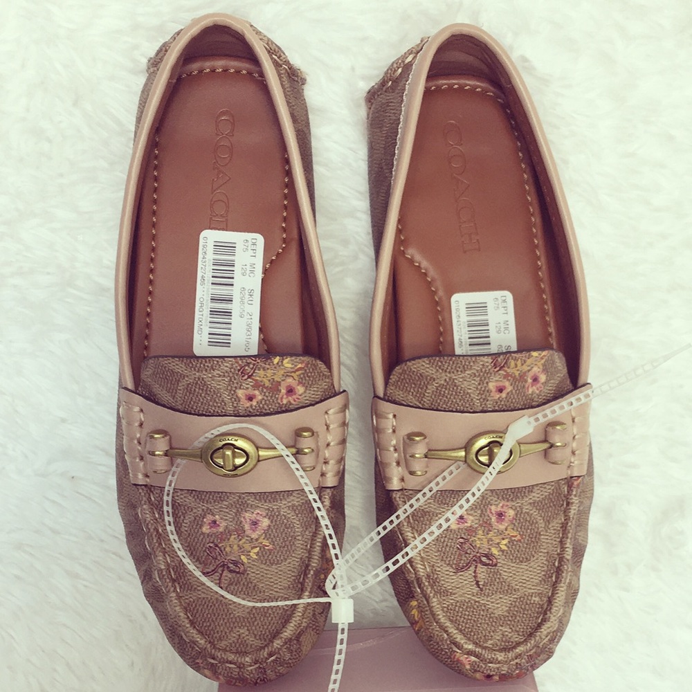 COACH Floral Bow Print Turnkock Loafers